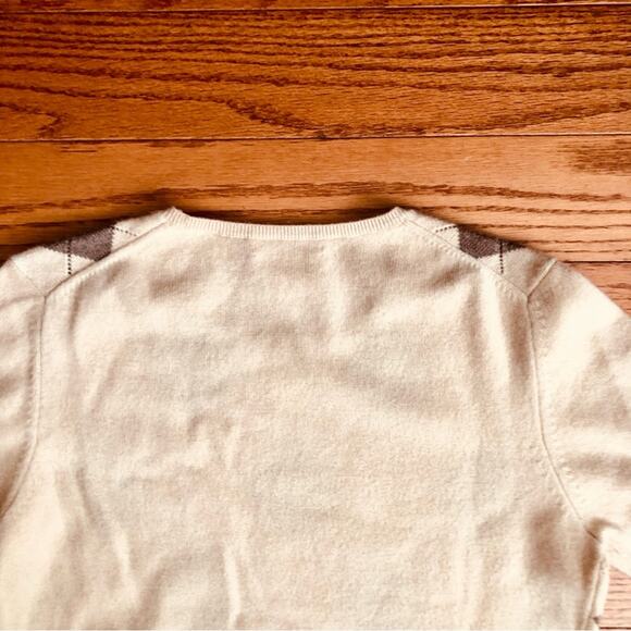 Charter Club RARE 100% Cashmere Argyle Crewneck Brown Tan Sweater Women’s Size S - Picture 6 of 8